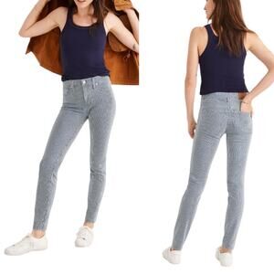Madewell 9" Mid Rise Skinny Striped Jeans Pants Size 31 White Blue